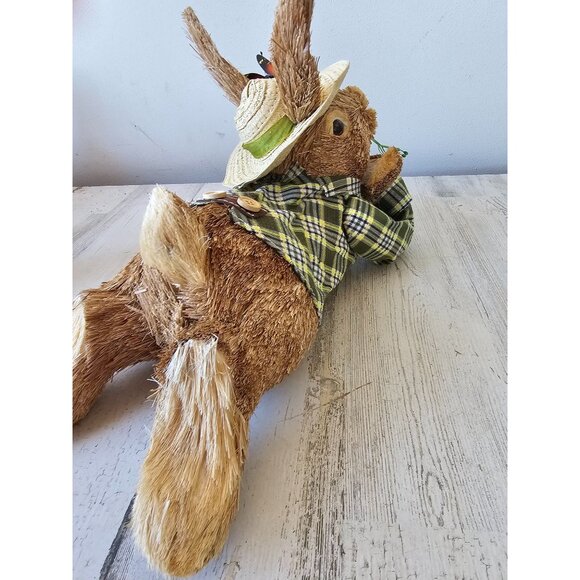 Vintage Pier 1 sisal bottle brush rabbit bunny Easter plaid spring decor butterf - Picture 6 of 9